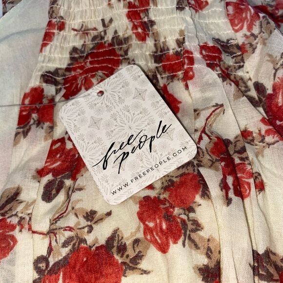 FREE PEOPLE Dress NWT Keep You Mini Fit & Flare Classic Combo Red Cream Size XS - Picture 9 of 16